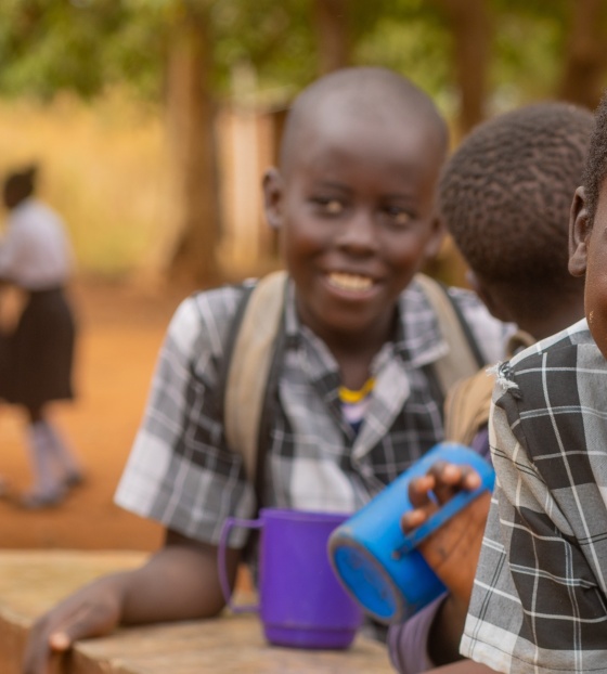 Boy in school in Zambia