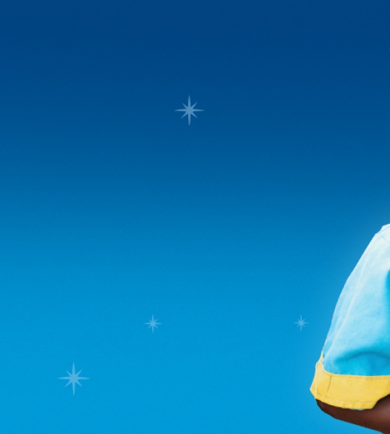 Místo u vánočního stolu, modré pozadí