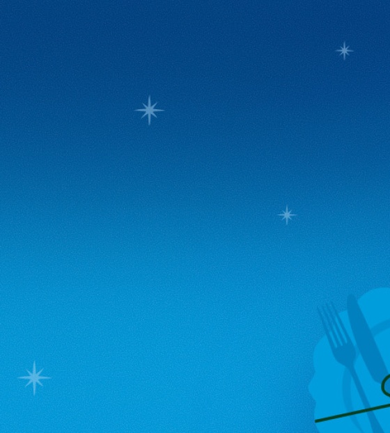 Místo u vánočního stolu, modré pozadí